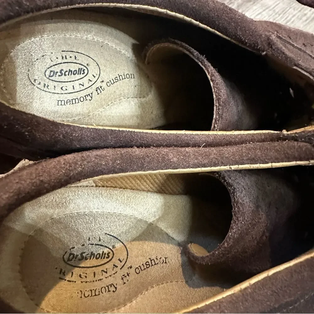 DR. SCHOLLS Bootie Women 7.5 Apex Wedge Ankle Lace Up Brown Leather‎ Suede